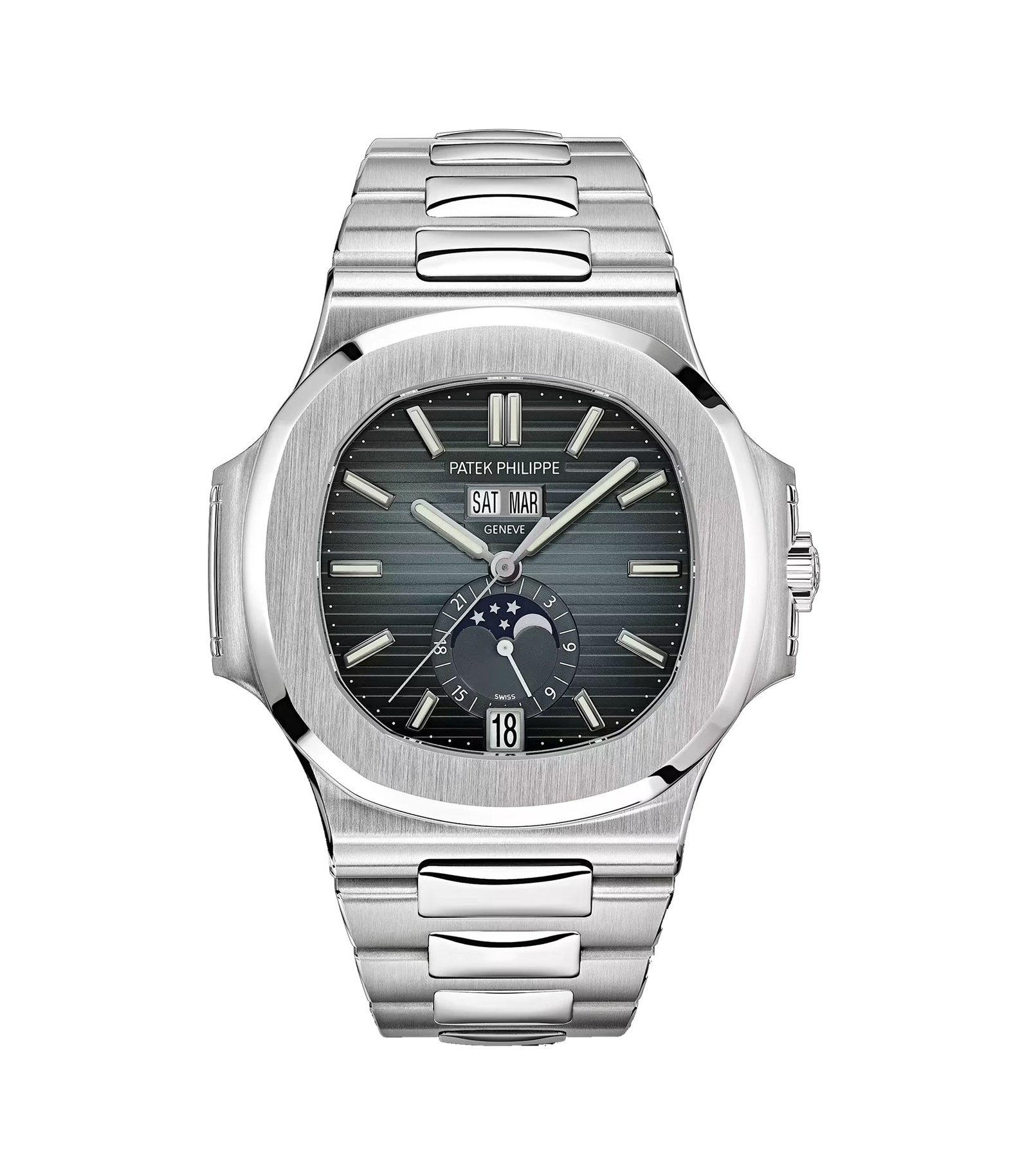 57261a-14-1.jpg 41mm Annual Calendar Moon Phase Steel Blue-Gray Dial - 图片 1