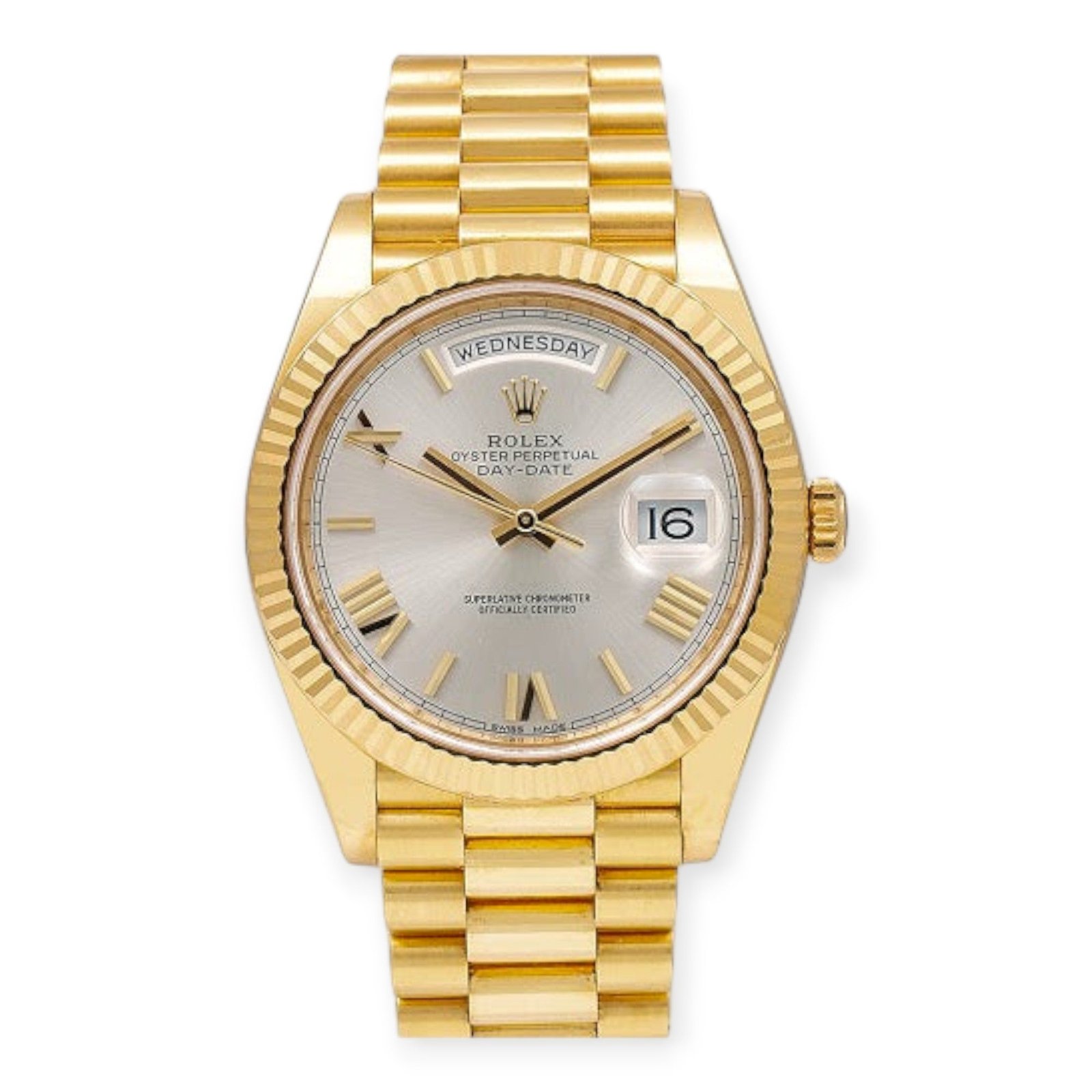 Pre-Owned-Rolex-Day-Date-40-Yellow-Gold-President-Silver-Roman-Dial-218238-JD-Watches-NY.jpg Rolex Day Date 40 Yellow Gold President Silver Roman Dial 218238 - 图片 1
