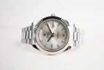 Rolex Day-Date 41mm White Gold Silver Diamond Dial & Fluted Bezel Oyster Bracelet 218239 - 图片 3